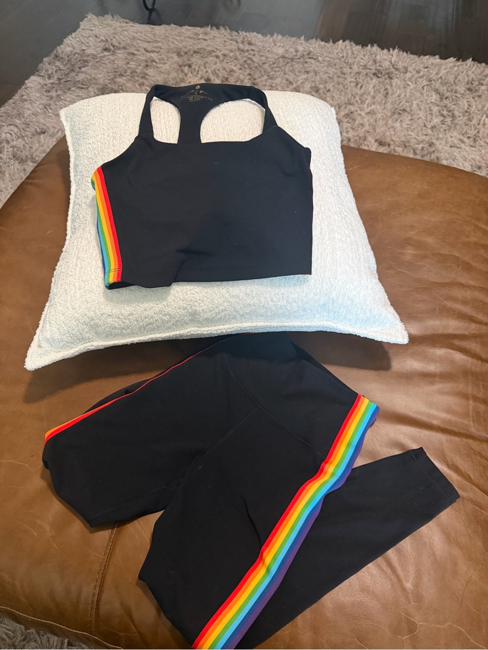 Spiritual Gangster Black Active Set with Rainbow Stripe Accent